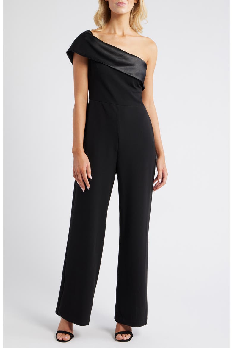 One-Shoulder Jumpsuit, Main, color, BLACK