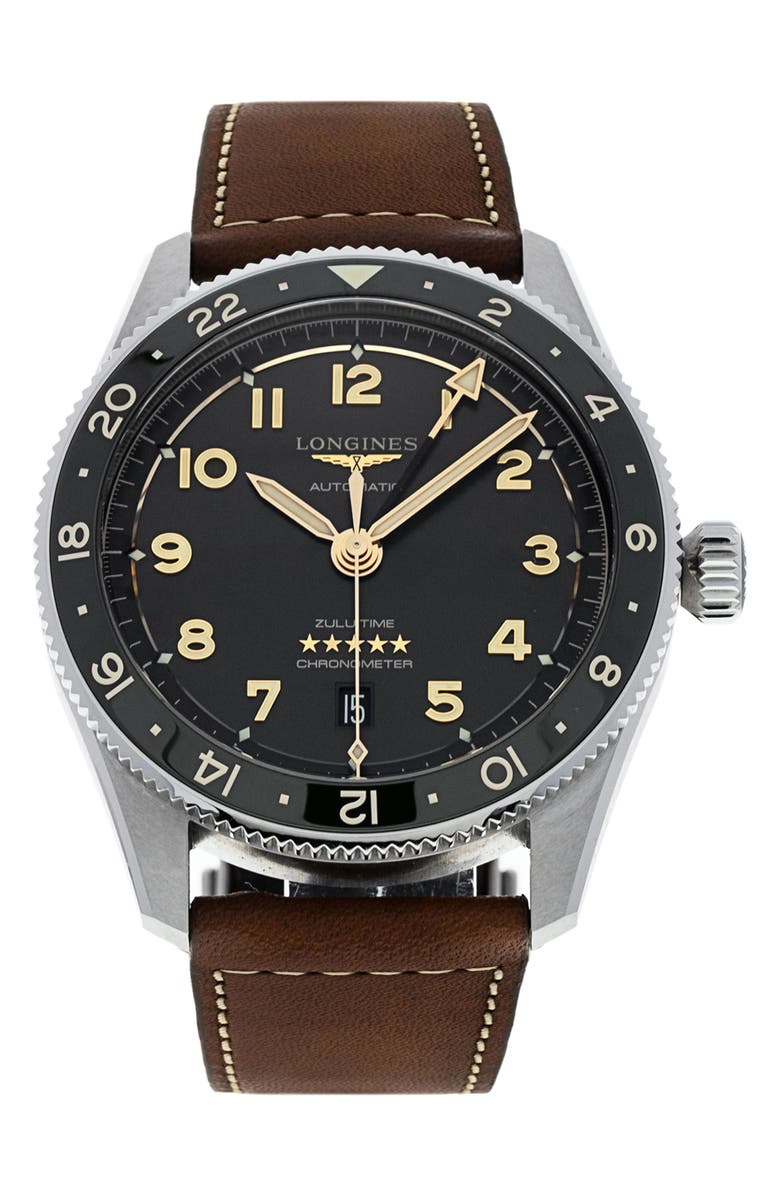 Watchfinder & Co. Longines Preowned Spirit Leather Strap Watch, 42mm, Main, color,