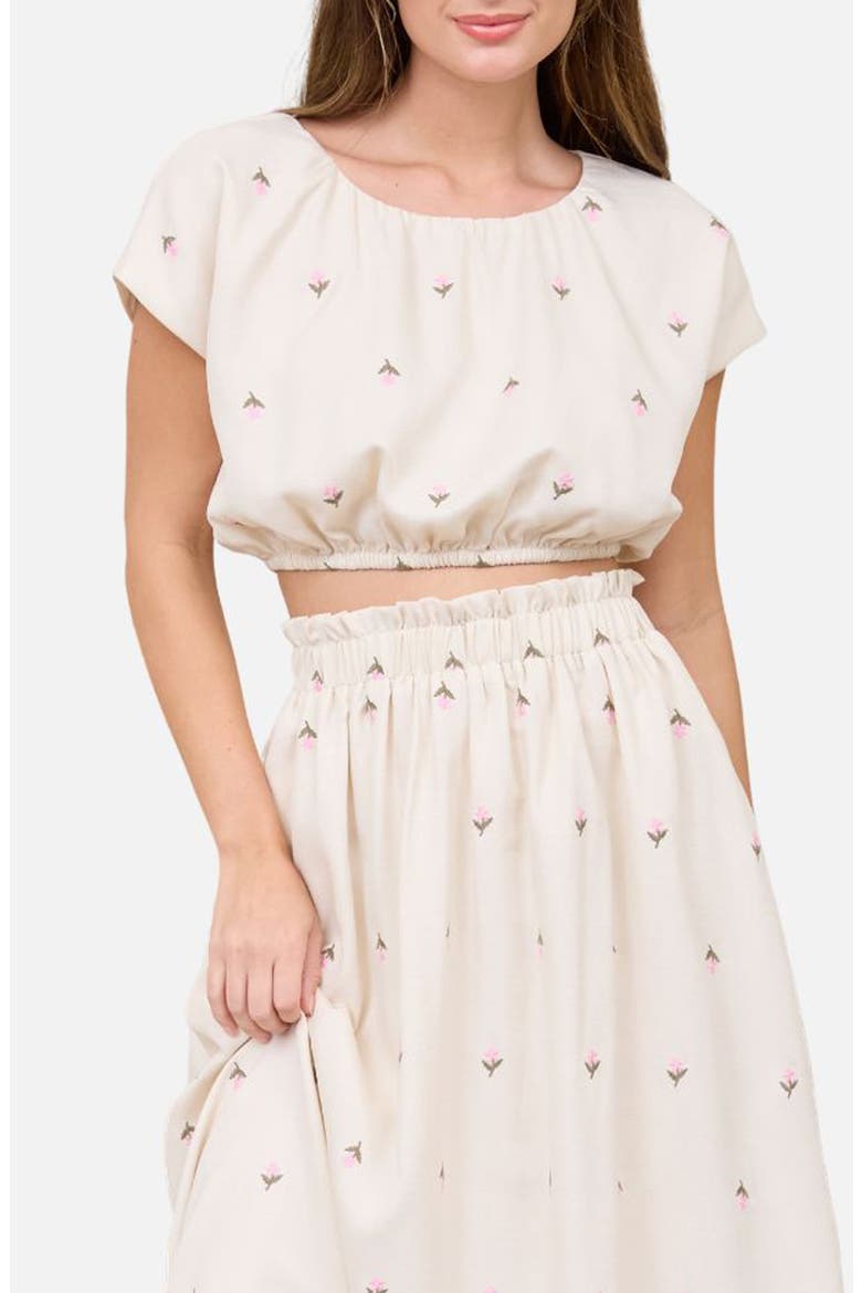 Floral Embroidered Crop Top, Main, color, IVORY