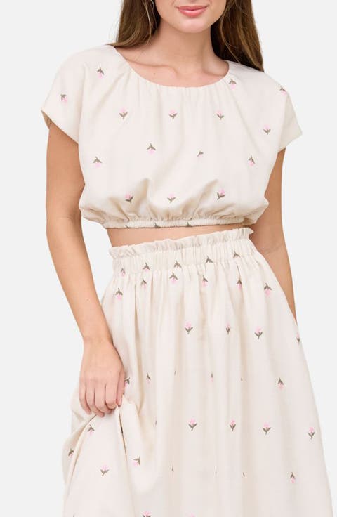 Floral Embroidered Crop Top