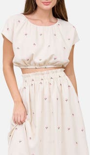 Blu Pepper Floral Embroidered Crop Top