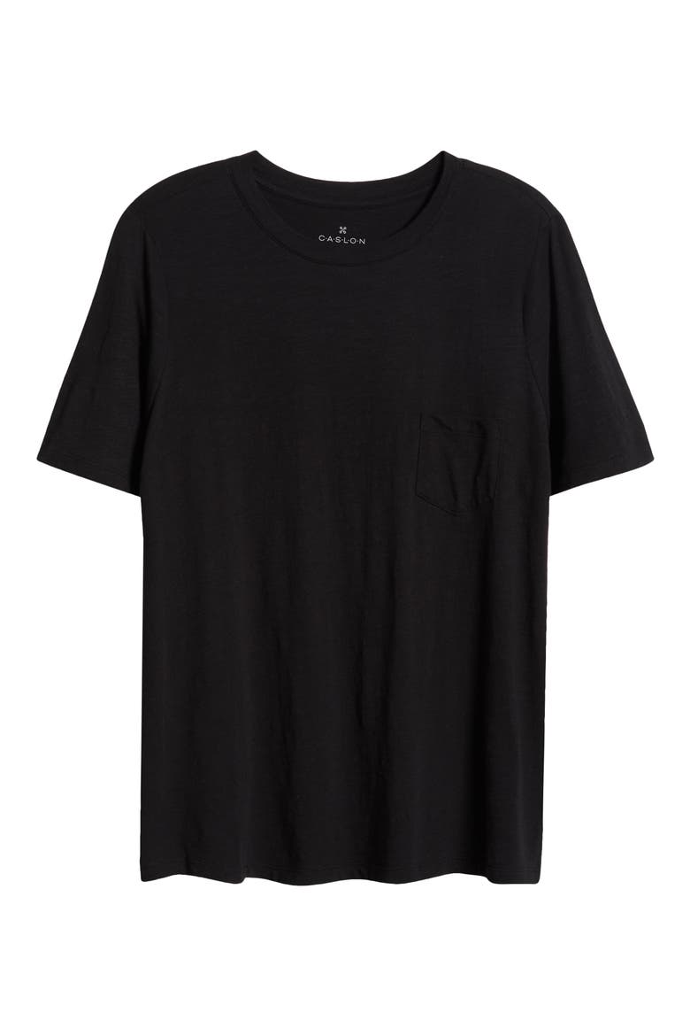 Crewneck Slub Jersey Pocket T-Shirt, Alternate, color, BLACK