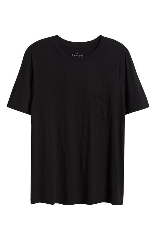 Caslonr Caslon(r) Crewneck Slub Jersey Pocket T-shirt In Black