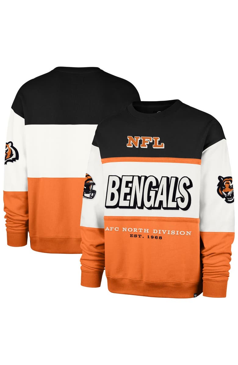 '47 Men's '47 Black/Orange Cincinnati Bengals Breeze Maximalist Sweatshirt, Main, color, Black