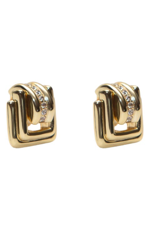 Cubic Zirconia Square Stud Earrings