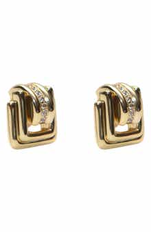 Argento Vivo Sterling Silver Cubic Zirconia Square Stud Earrings