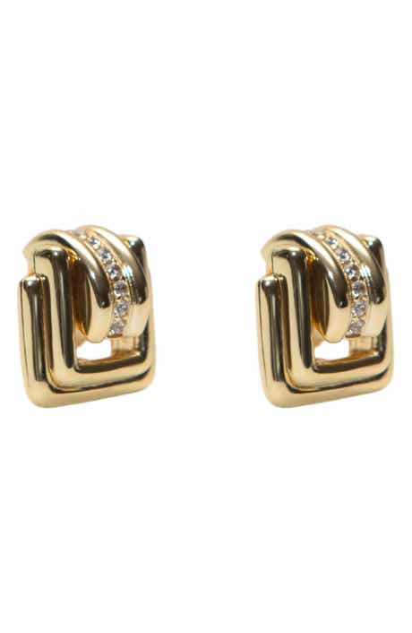 Argento Vivo Sterling Silver Cubic Zirconia Square Stud Earrings