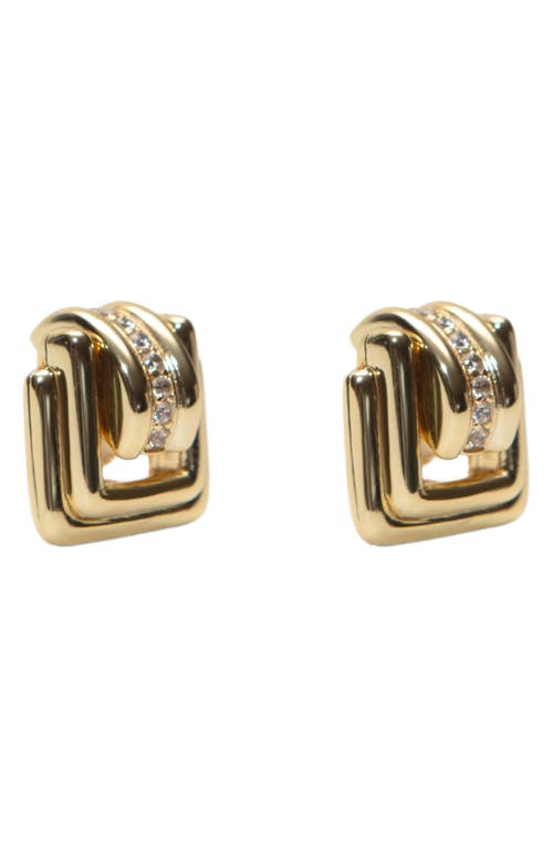 Argento Vivo Sterling Silver Cubic Zirconia Square Stud Earrings In Gold