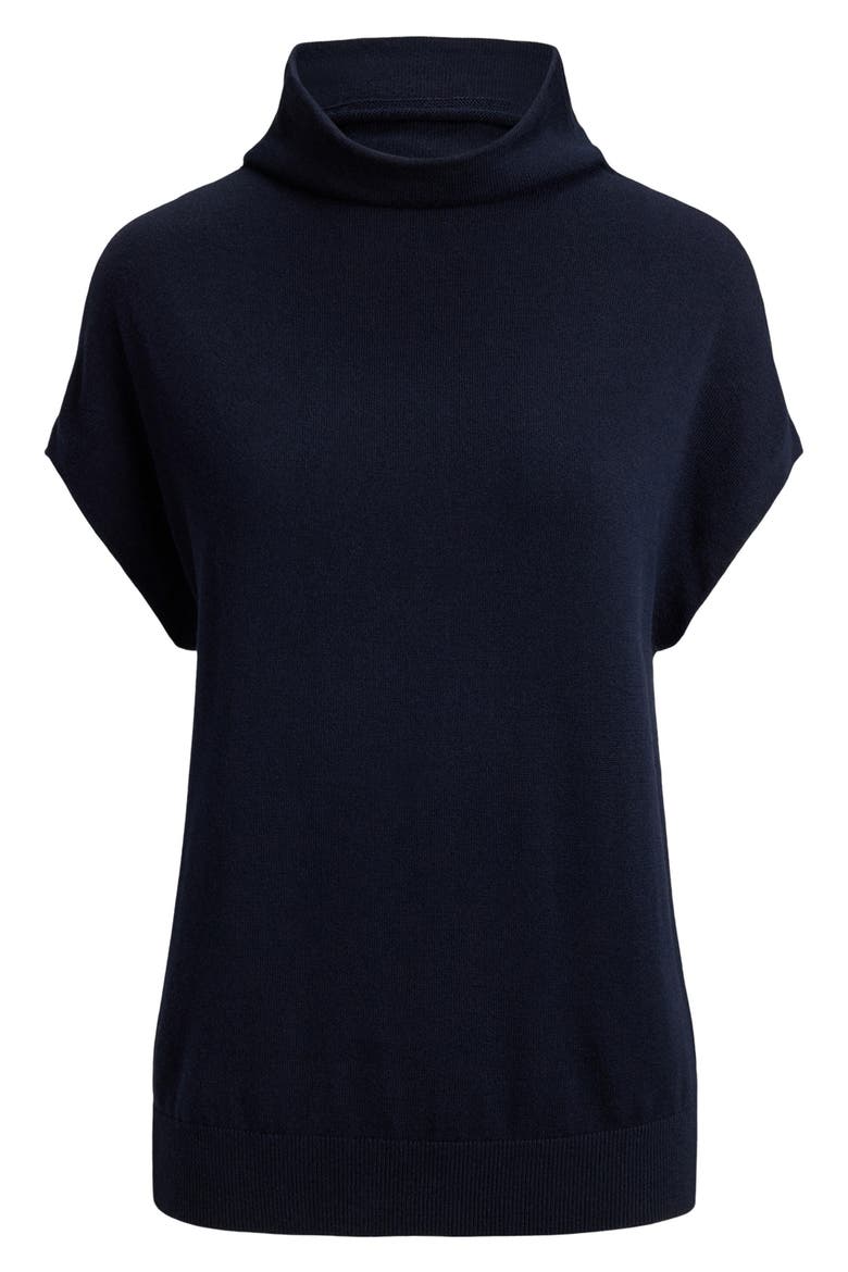 Cotton & Modal Cap Sleeve Mock Neck Top, Alternate, color, LAUREN NAVY BLUE