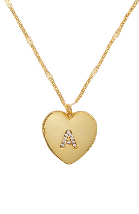 cubic zirconia initial heart locket necklace