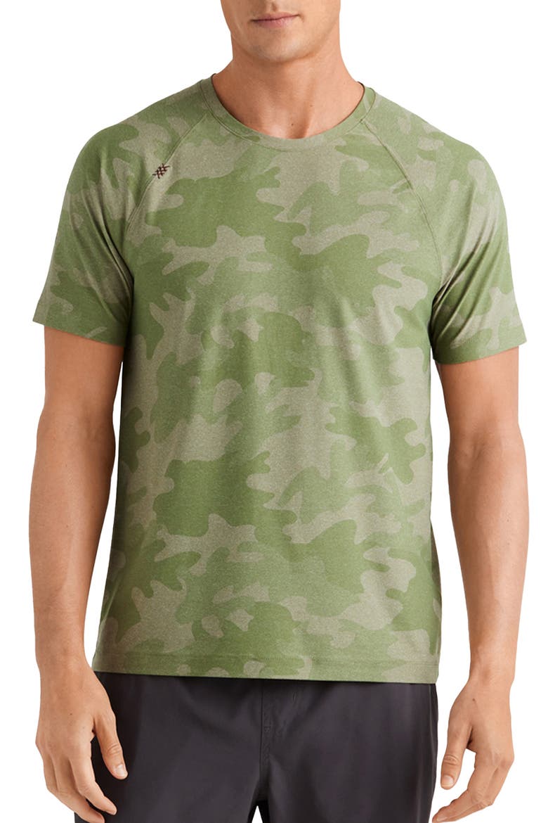 Reign Camo Performance T-Shirt, Main, color, GREEN HEATHER CAMO