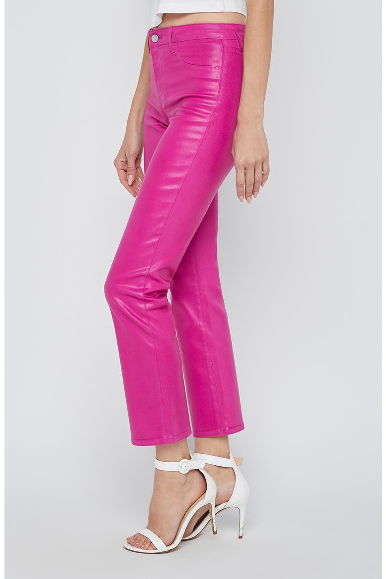 Tati High Waist Coated Crop Micro Bootcut Jeans, Alternate, color, FST FUSCHIA/WHT CON CT