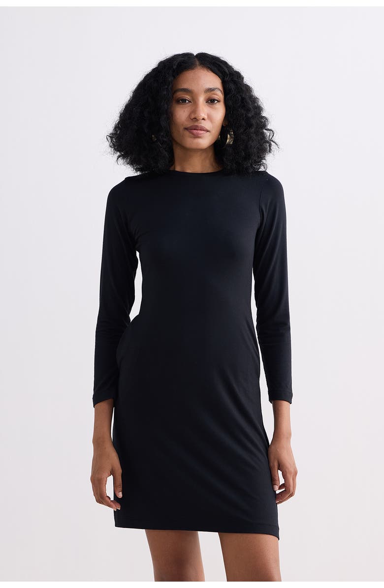 Reistor Long Sleeves Fitted Short Dress, Alternate, color, Black