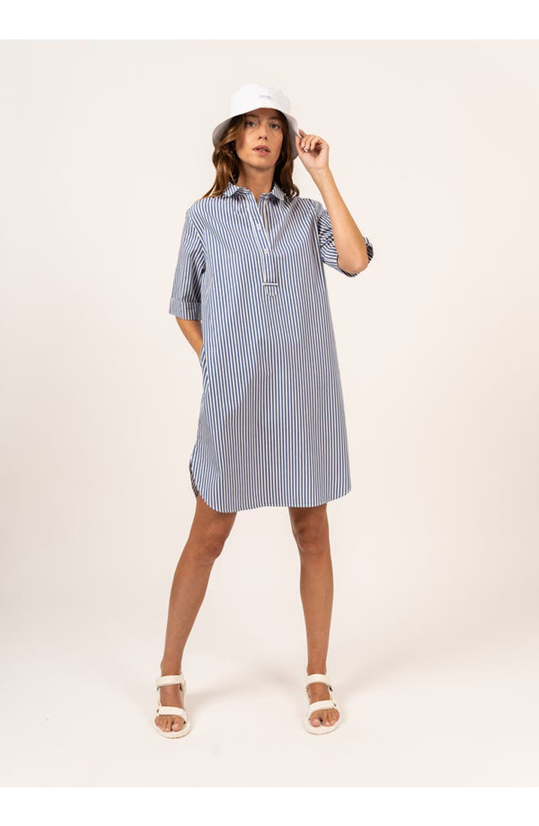 Saint James LEONIE - Pinstriped Shirt Dress, Alternate, color, White/Blue