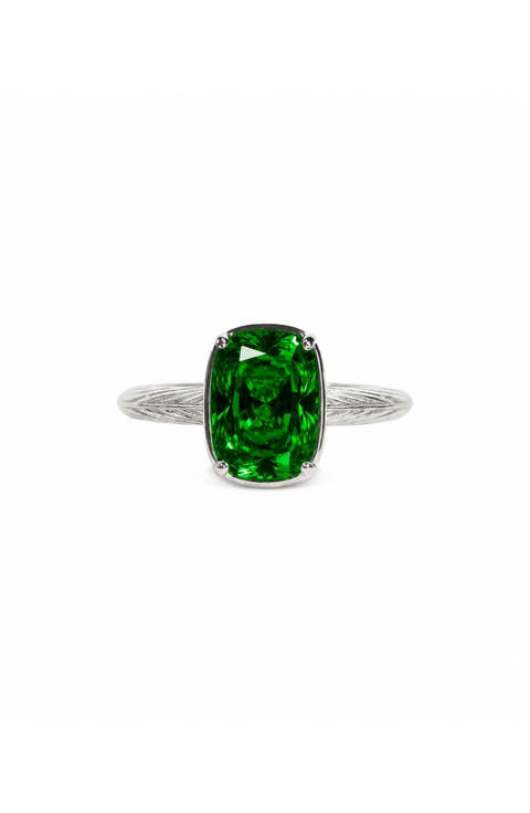 Sterling Silver Mini Emerald Ring