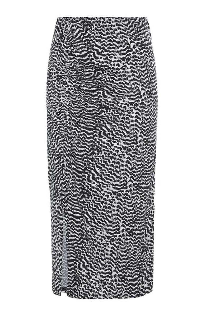 LASCANA Women's Ruched Slit Midi Skirt, Alternate, color, Black & White