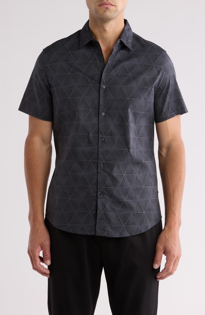 DKNY Razi Short Sleeve Stretch Button-Up Shirt, Main, color, 