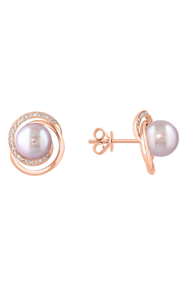 EFFY Diamond & Pink Freshwater Pearl Stud Earrings, Main, color, Pink