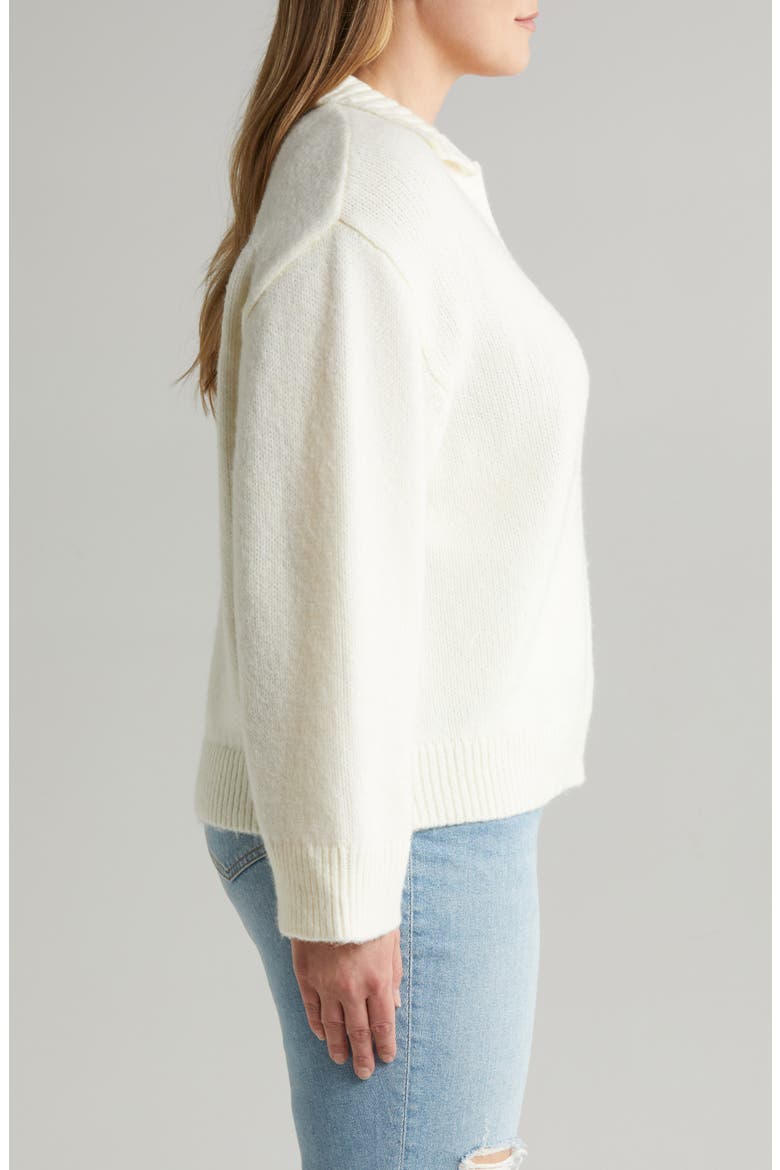 Curve V-Neck Sweater, Alternate, color, CREAM