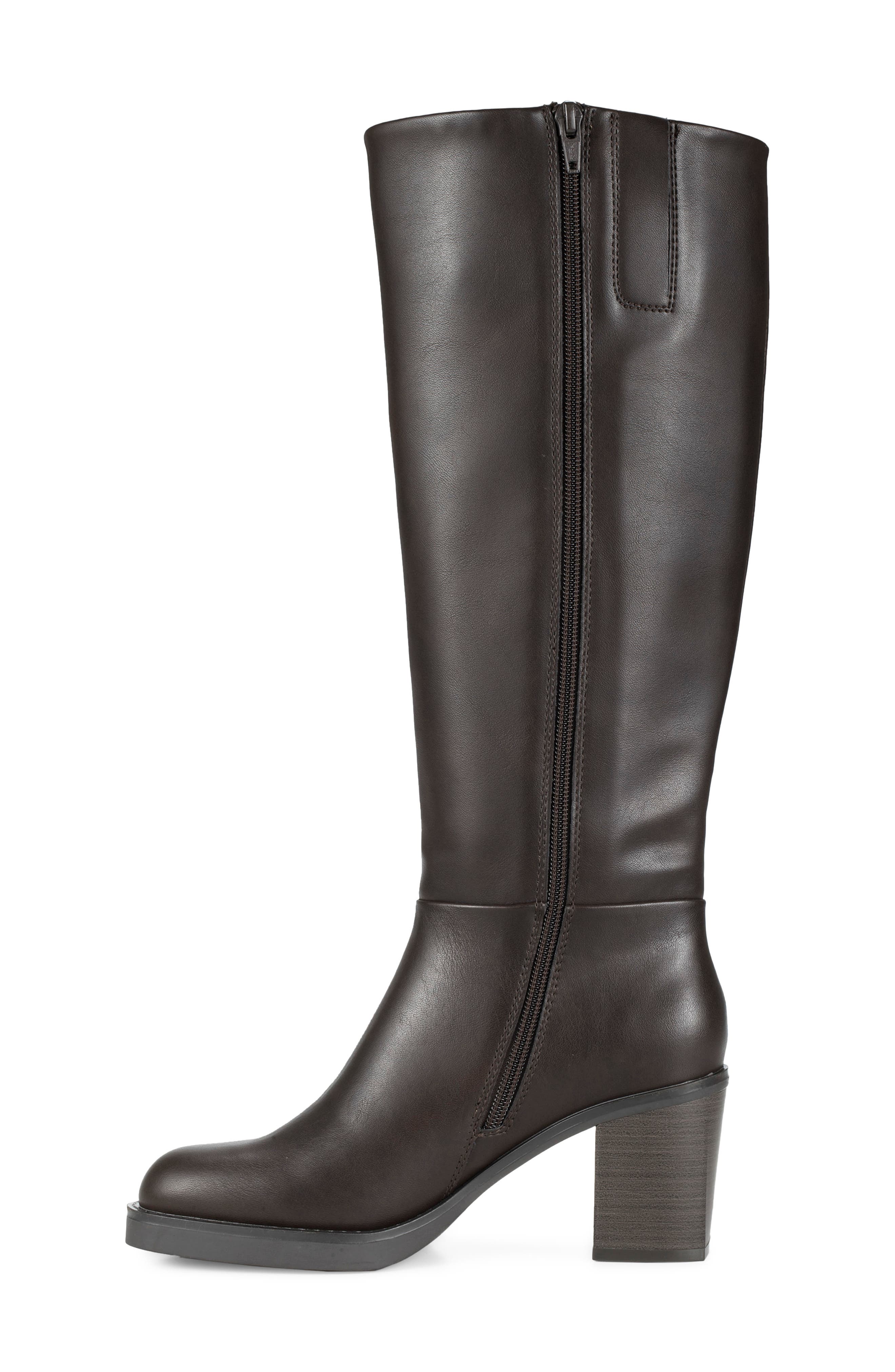 Gretchen Faux Leather Wide Calf Knee High Boot, Alternate, color, DARK BROWN