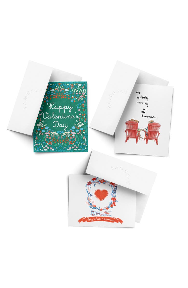 Ramus & Co Love/Valentine's Assorted Greeting Card Pack (3ct) "Forever Valentine, Garden Valentine, Adirondack Chairs Couple", Main, color, Multi-Pack