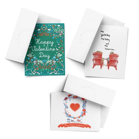 Love/Valentine's Assorted Greeting Card Pack (3ct) "Forever Valentine, Garden Valentine, Adirondack Chairs Couple"