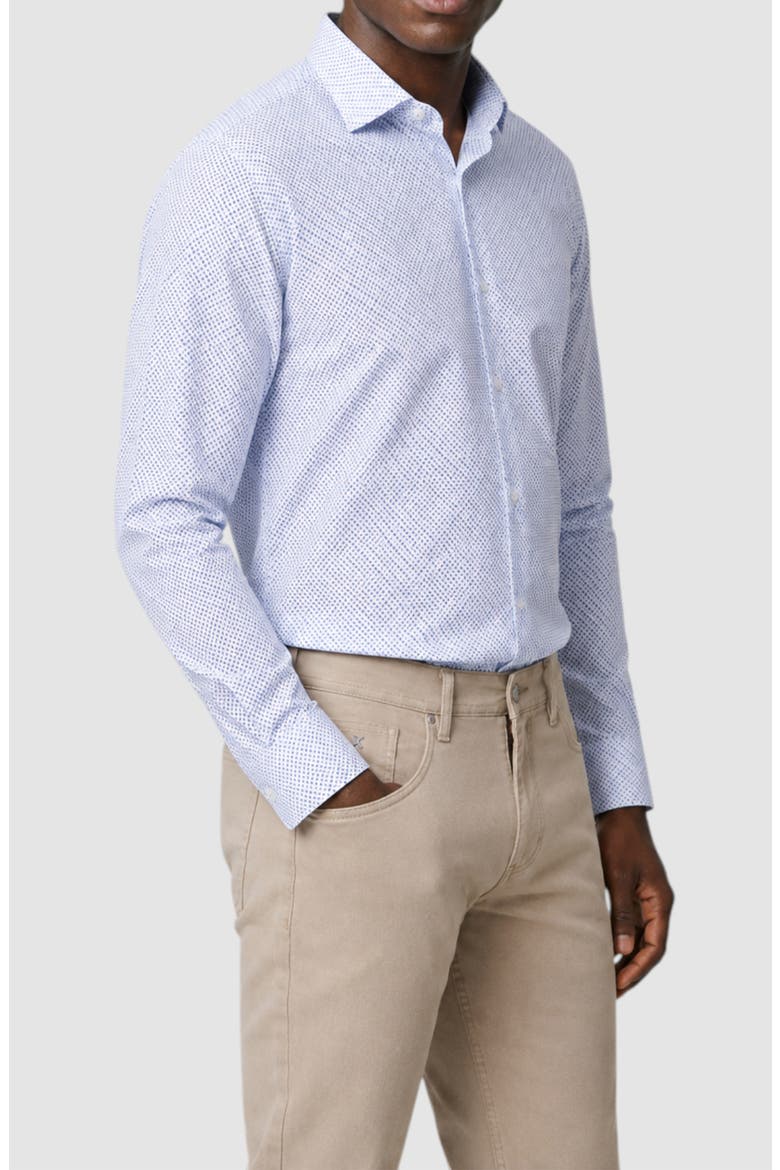 Diamond Microprint Cotton Shirt, Alternate, color, LAKE