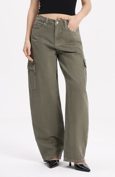 Low Rise Barrel Cargo Jeans