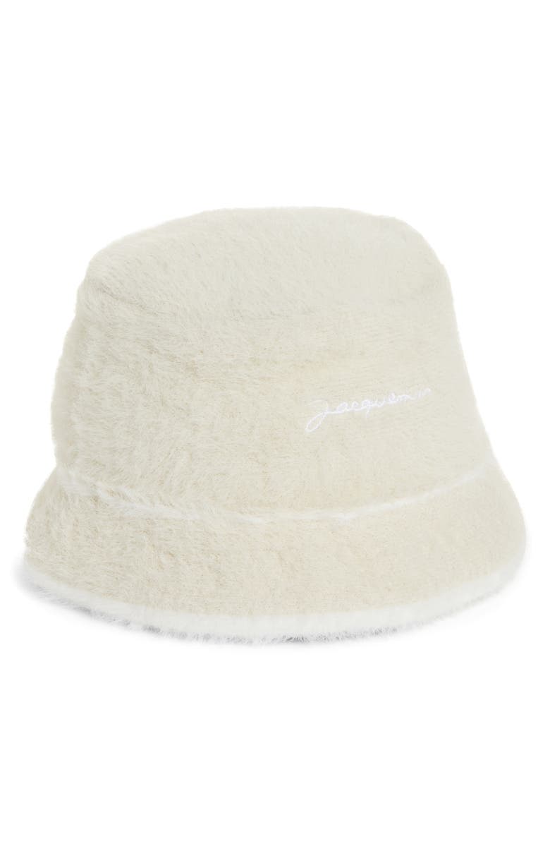 Jacquemus Le Bob Neve Faux Fur Bucket Hat, Main, color,