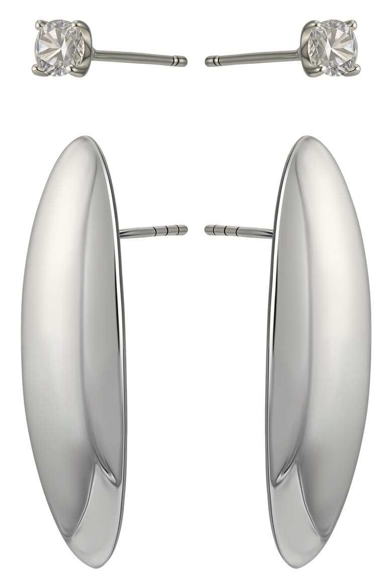 Set of 2 Assorted Stud Earrings, Main, color, SILVER