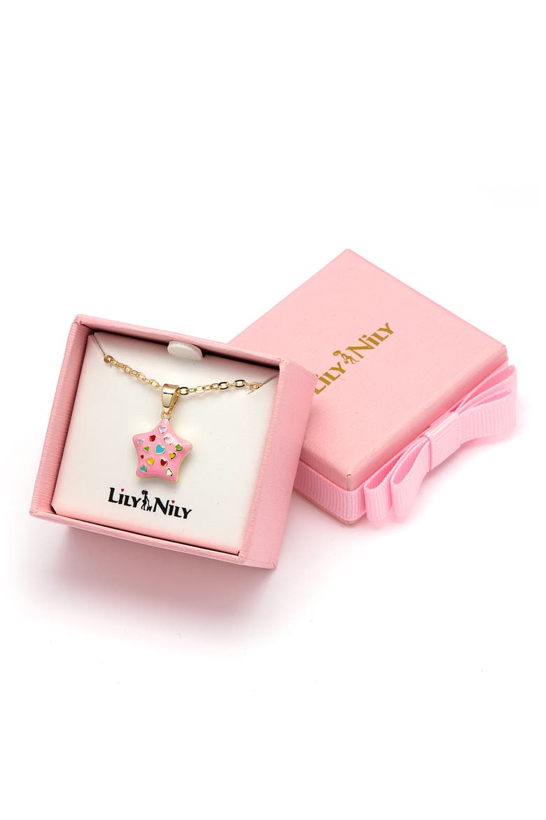 Kids' Puff Star Enamel Pendant Necklace, Alternate, color, PINK