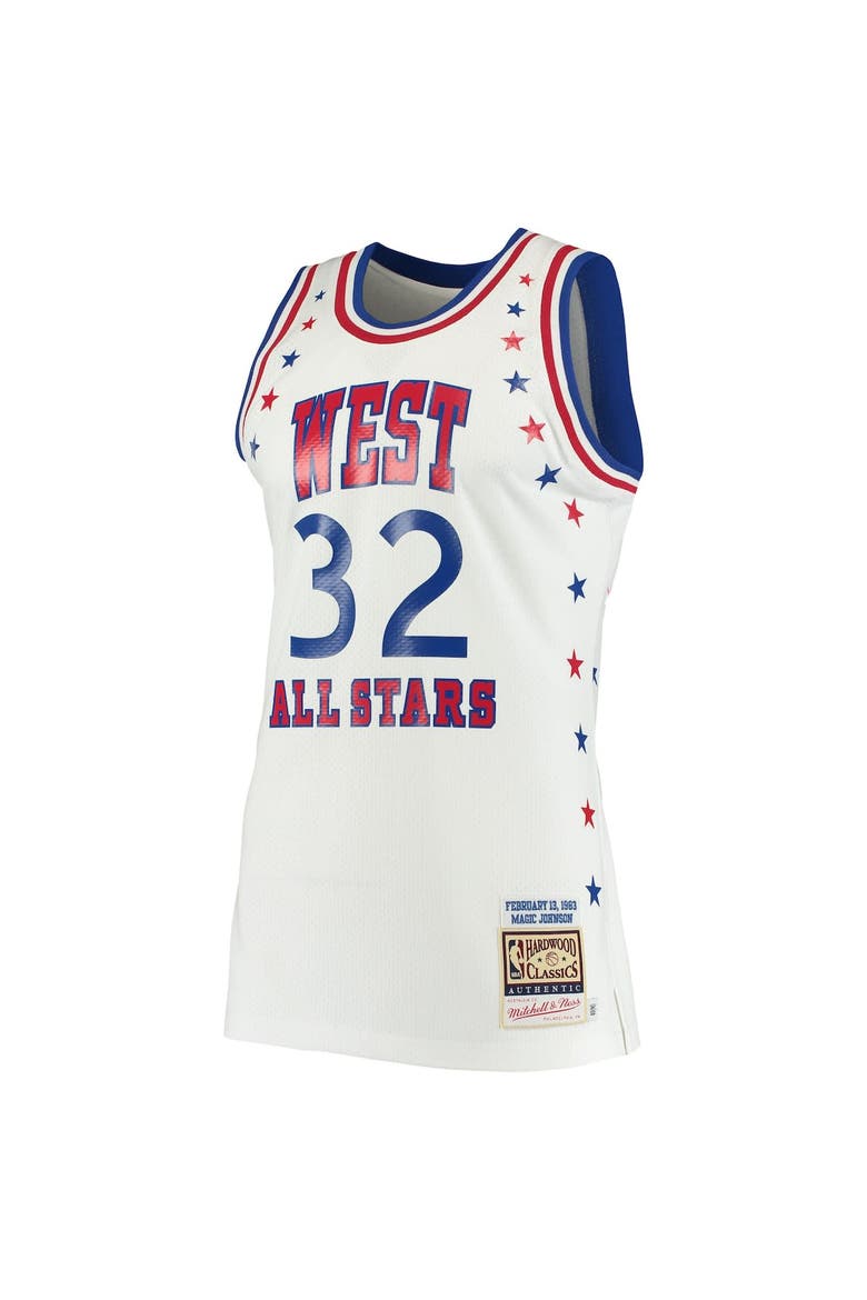 Men's Mitchell & Ness Magic Johnson White Los Angeles Lakers 1983 NBA All-Star Game Hardwood Classics Authentic Jersey, Alternate, color, White