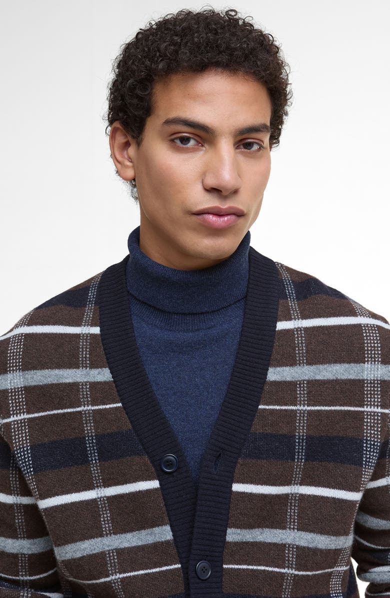 Barbour Kane Stripe Lambswool Cardigan, Alternate, color, Dark Oak