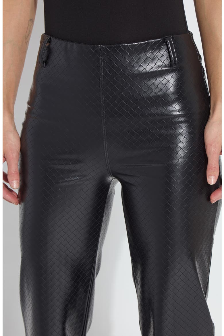Amara Flare Faux Leather Pants, Alternate, color, BLACK WICKER TEXTURE