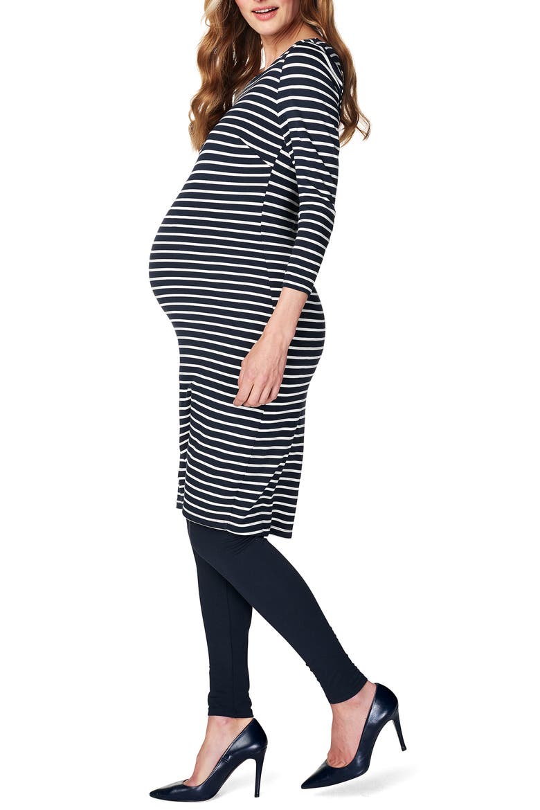 'Lara' Stripe Maternity Dress, Alternate, color, DARK BLUE