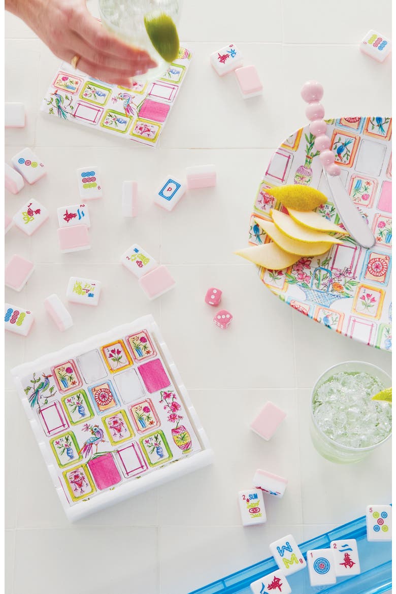Mahjong Scallop Napkin Box Set, Alternate, color, WHITE