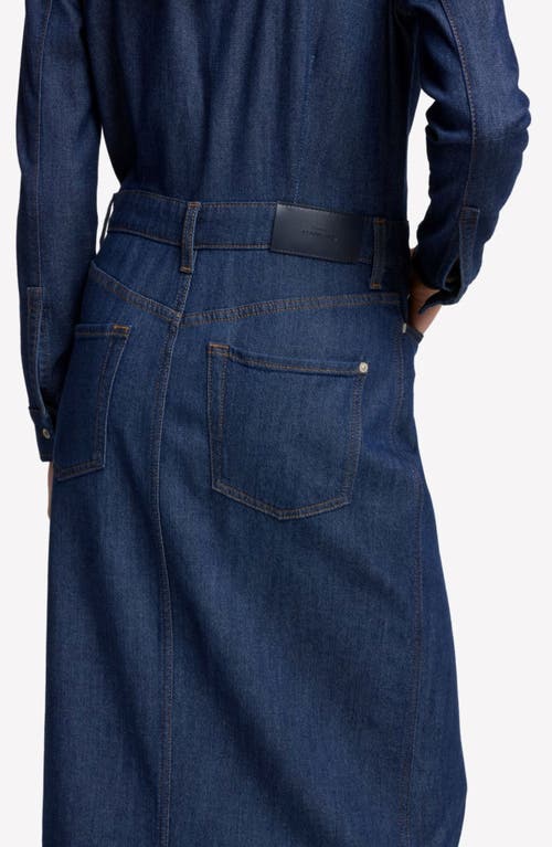 7 For All Mankind Long Sleeve Denim Midi Dress In Blue