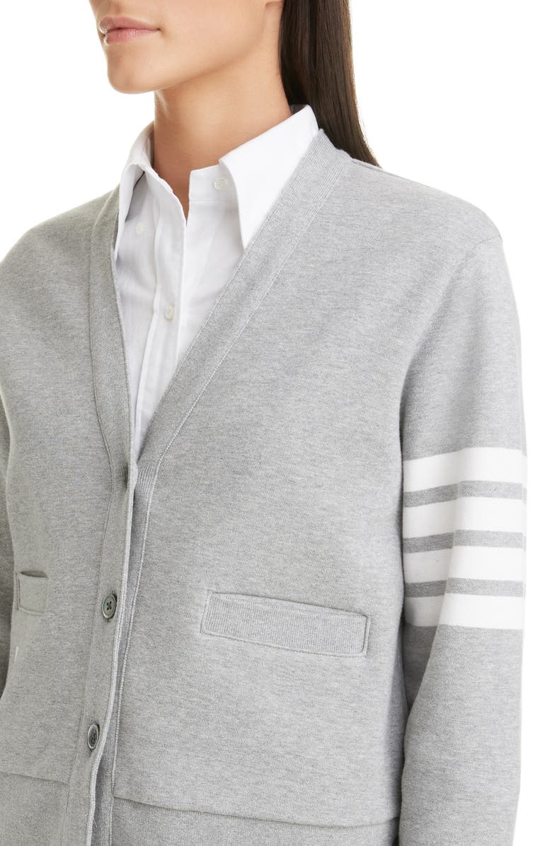 Thom Browne 4-Bar Cotton Cardigan, Alternate, color, 