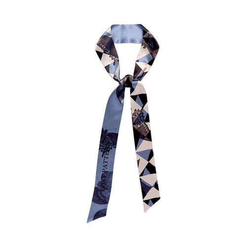 Lost Pattern Nyc "prism" Silk Skinny Scarf In Blue