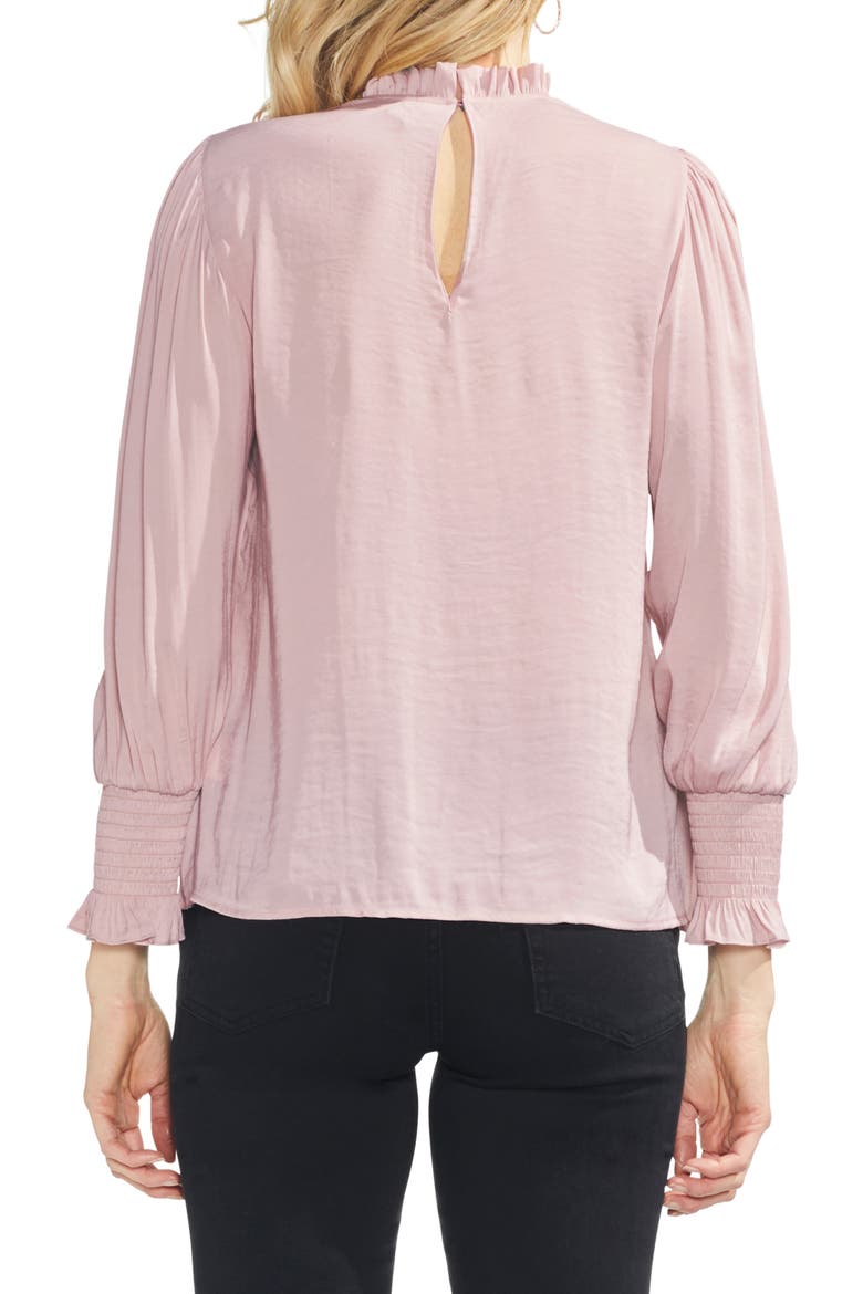 Ruffle Neck Satin Blouse, Alternate, color, LUSTRE PINK