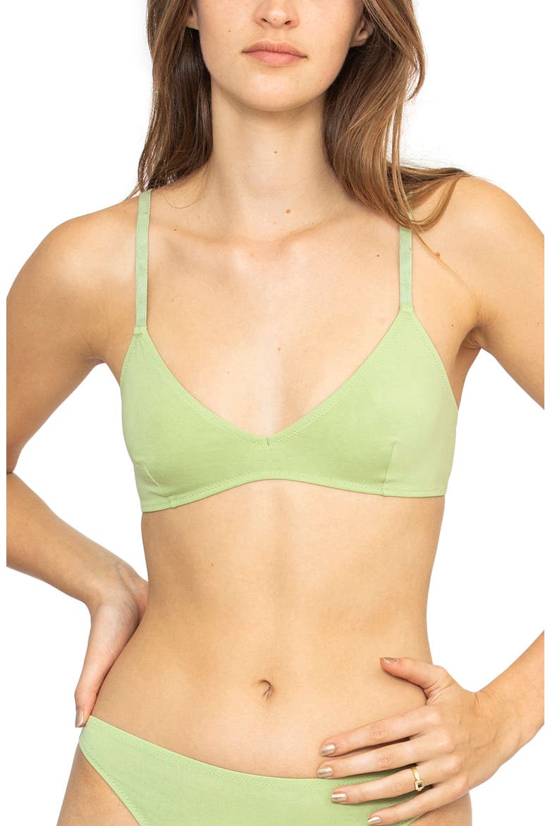 Plant Dyed Organic Cotton Triangle Bra, Alternate, color, SAGE
