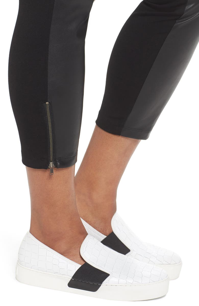 Sejour Faux Leather Front Crop Leggings, Alternate, color, 