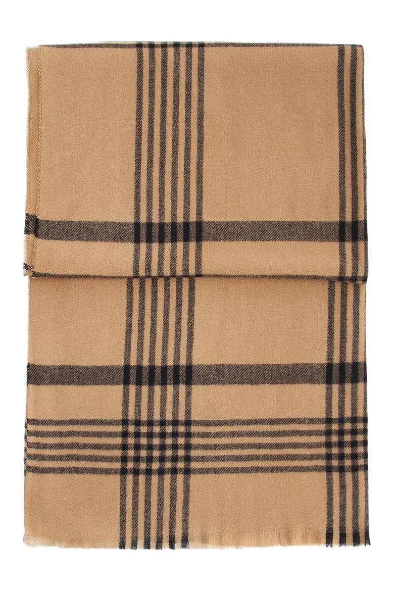 Panorama Check Scarf, Alternate, color, Camel