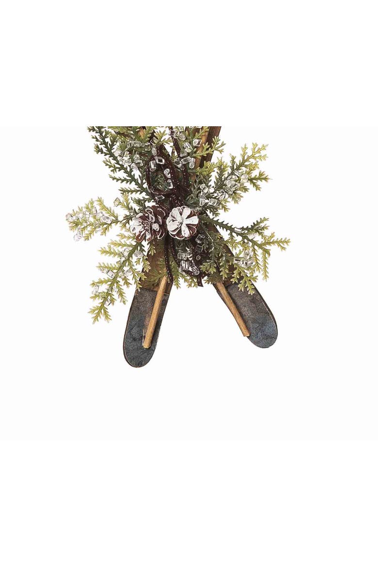 Country Skis Christmas Tree Ornament, Alternate, color, Brown