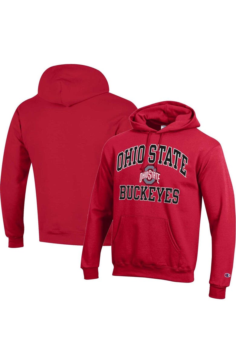 Champion Men's Champion Scarlet Ohio State Buckeyes High Motor Pullover Hoodie, Main, color, 