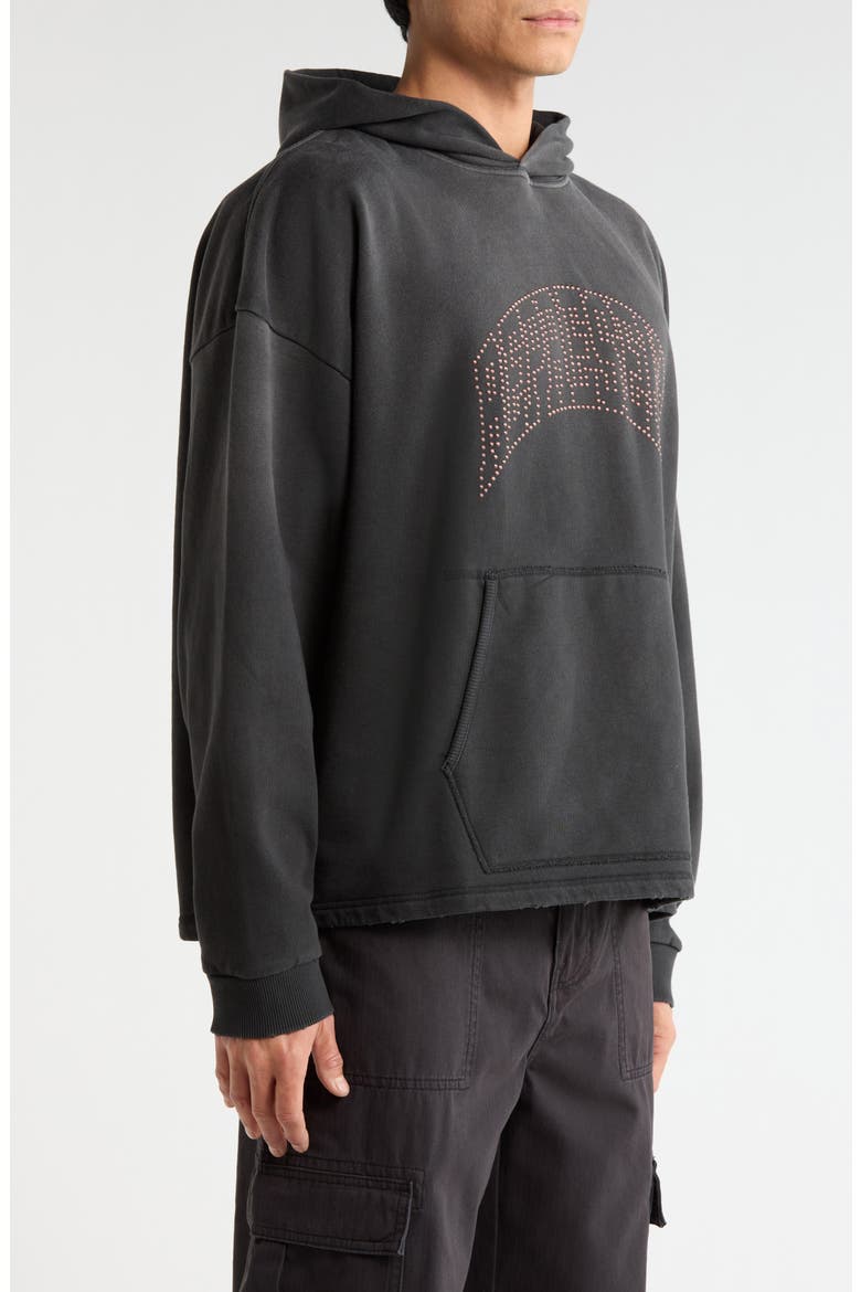 Beaded Logo Cotton Hoodie, Alternate, color, STAINED BLACK
