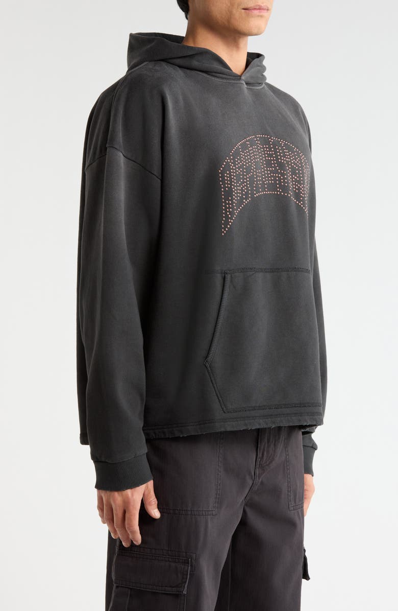 Represent Beaded Logo Cotton Hoodie, Alternate, color, Stained Black