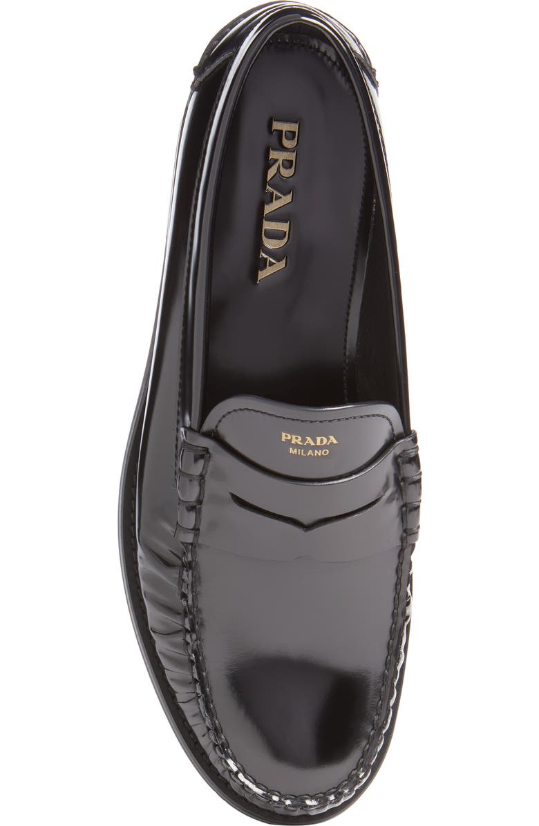 Prada Spazzalato Penny Loafer, Alternate, color, Nero