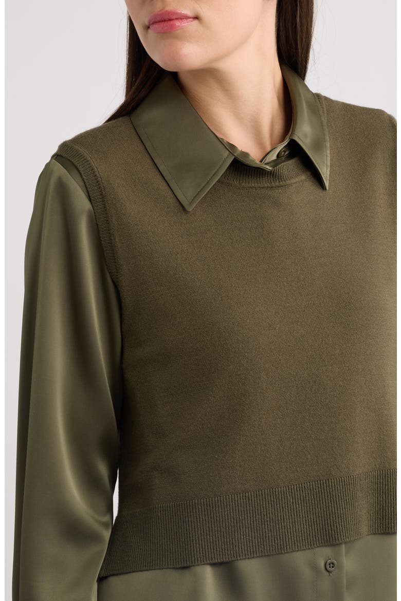 Layered Long Sleeve Shirtdress, Alternate, color, LODEN