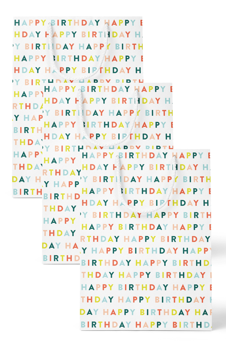Joy Paper Co. Birthday Lettered Gift Bag Set of 3, Main, color, 